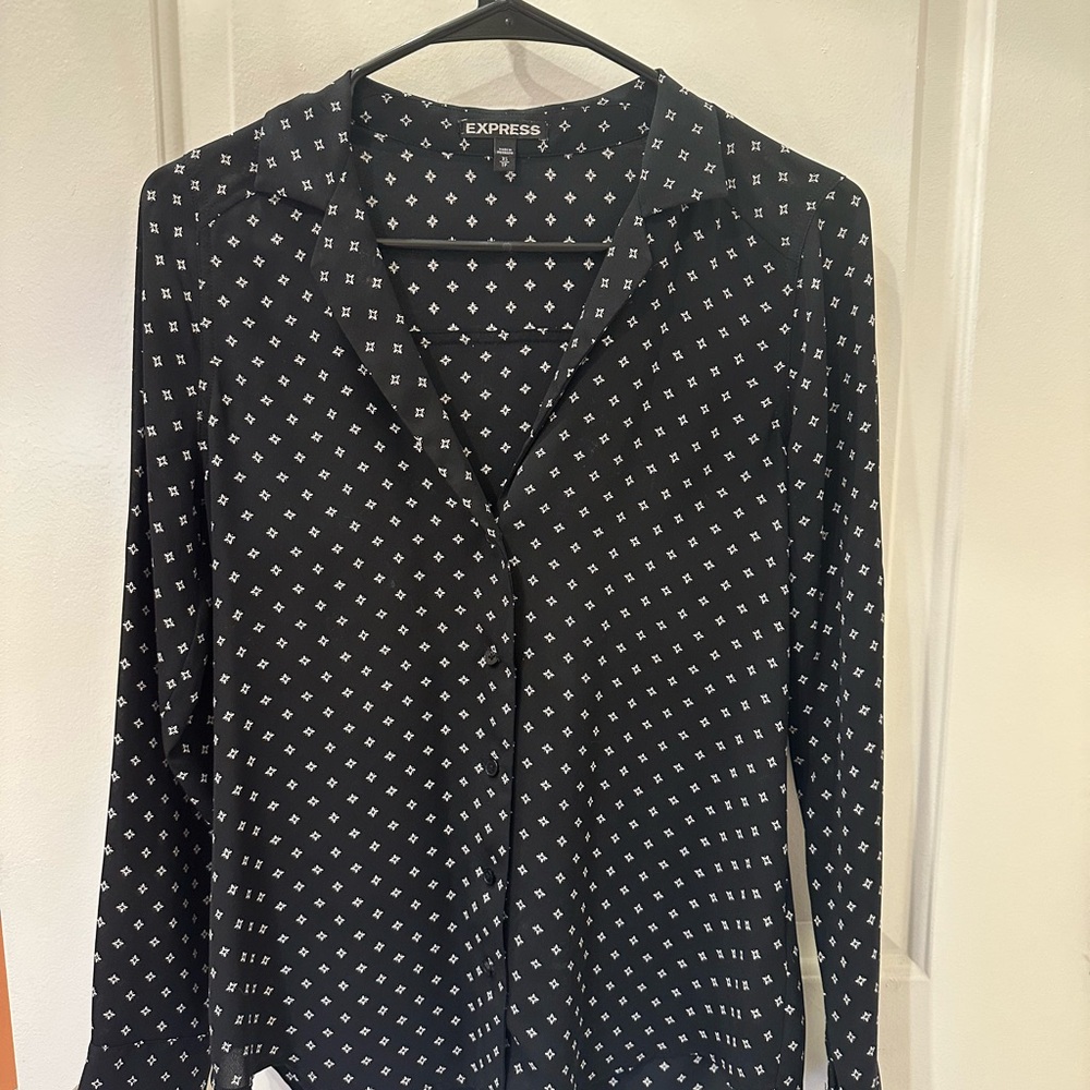 Express Black and White Button Down Shirt